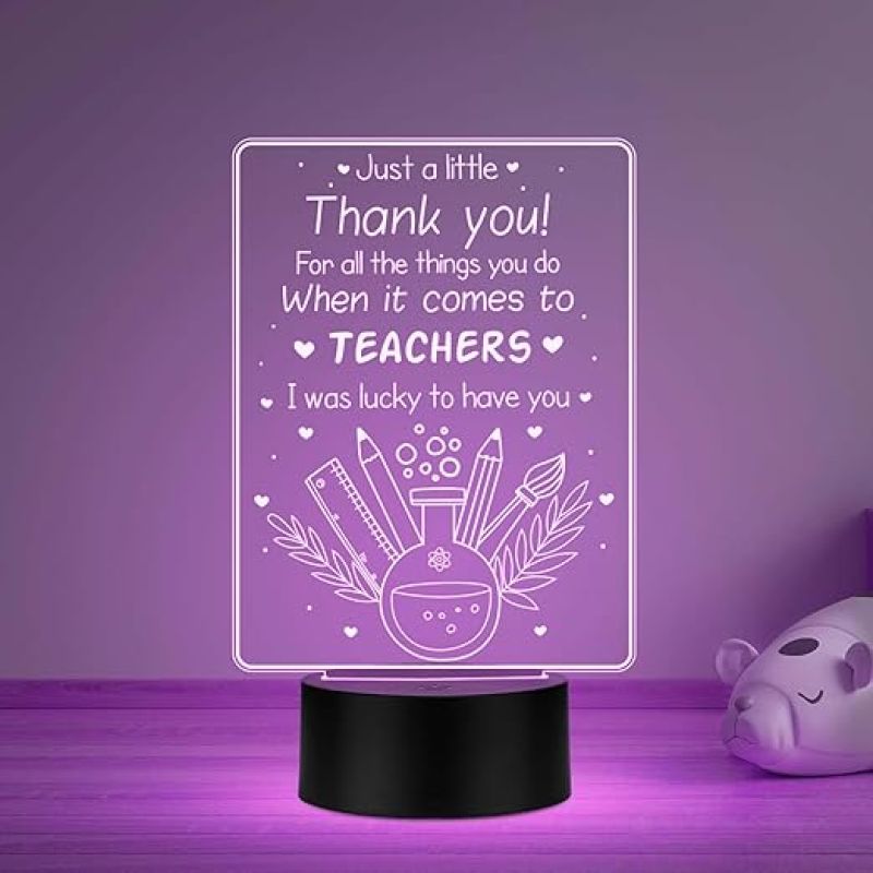 Just a little thank you Night Lamp with Multicolored Light Thank You Gift for Sir & Mam Thank You Appreciation Gift for Teacher, Friend, Parent Inspirational Gift for Teacher