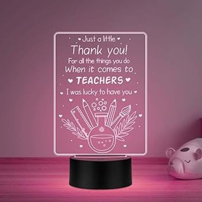 Just a little thank you Night Lamp with Multicolored Light Thank You Gift for Sir & Mam Thank You Appreciation Gift for Teacher, Friend, Parent Inspirational Gift for Teacher