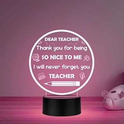 3D Illusion Dear Teacher Engraved Night Lamp Thankyou Gift for Teacher from Student Teacher Appreciation Gift Multicolored Light