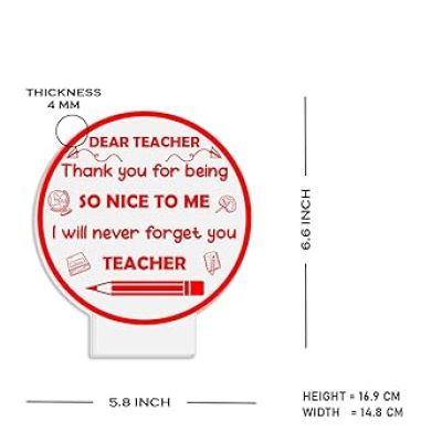 3D Illusion Dear Teacher Engraved Night Lamp Thankyou Gift for Teacher from Student Teacher Appreciation Gift Multicolored Light