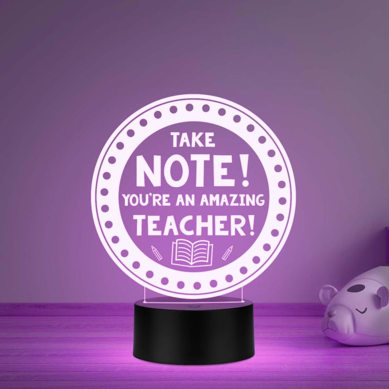 You are an Amazing Teacher Engraved Night Lamp with Automatic Color Changing Light Gift for Teachers Day from Student
