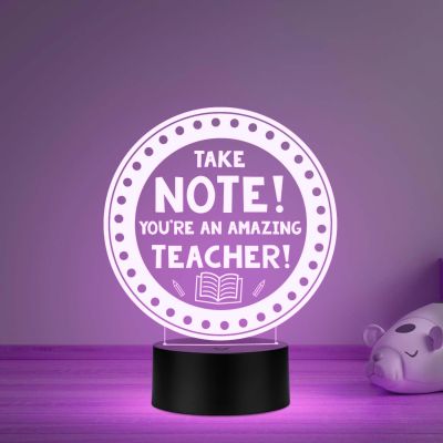 You are an Amazing Teacher Engraved Night Lamp with Automatic Color Changing Light Gift for Teachers Day from Student