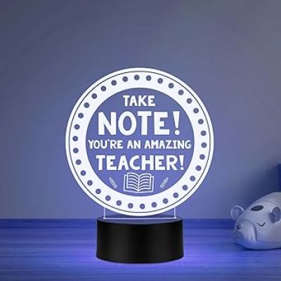 You are an Amazing Teacher Engraved Night Lamp with Automatic Color Changing Light Gift for Teachers Day from Student