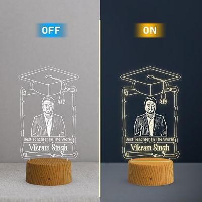Personalized Best Teacher in The World LED Night Lamp with Warm White Light Teacher Day Gift Birthday Gift for Teacher