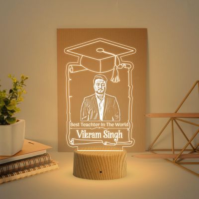 Personalized Best Teacher in The World LED Night Lamp with Warm White Light Teacher Day Gift Birthday Gift for Teacher