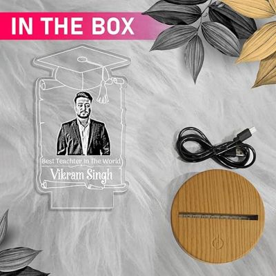 Personalized Best Teacher in The World LED Night Lamp with Warm White Light Teacher Day Gift Birthday Gift for Teacher