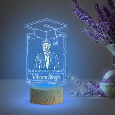Personalized Best Teacher in The World LED Night Lamp with Automatic Color Changing Light Teacher Day Gift Birthday Gift for Teacher