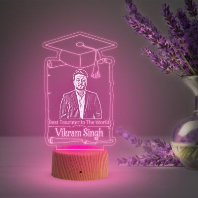 Personalized Best Teacher in The World LED Night Lamp with Automatic Color Changing Light Teacher Day Gift Birthday Gift for Teacher
