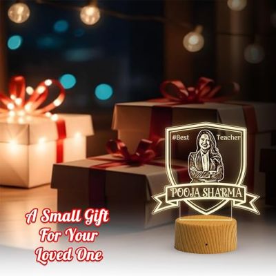 Personalized Best Teacher LED Lamp  Customized with Photo & Name Best Gift for Teachers Day Thankyou Gift for Mam & SIr  Warm White Light