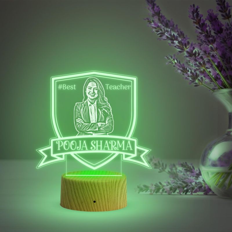 Personalized Best Teacher LED Lamp Customized with Photo & Name Best Gift for Teachers Day Thankyou Gift for Mam & SIr Multicolored Light