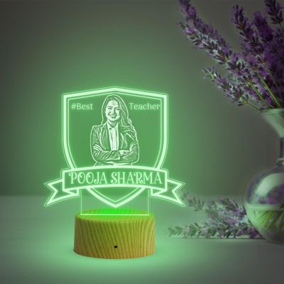 Personalized Best Teacher LED Lamp Customized with Photo & Name Best Gift for Teachers Day Thankyou Gift for Mam & SIr Multicolored Light