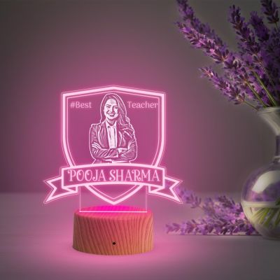 Personalized Best Teacher LED Lamp Customized with Photo & Name Best Gift for Teachers Day Thankyou Gift for Mam & SIr Multicolored Light