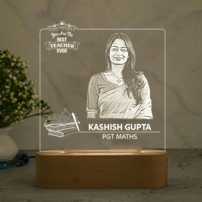 Personalized Photo Led Lamp Teachers Day Gift for Teacher, Professor, Principal, Sir, Madam, Ma'am | Appreciation Gift for Teacher Warm White Light