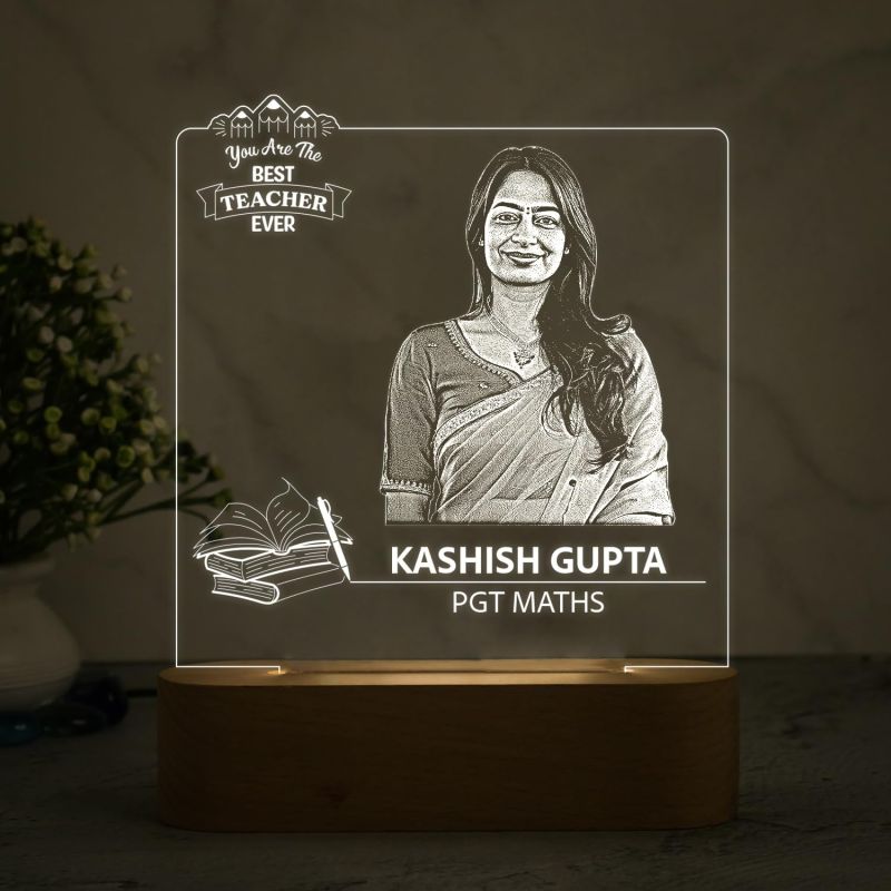 Personalized Photo Led Lamp Teachers Day Gift for Teacher, Professor, Principal, Sir, Madam, Ma'am | Appreciation Gift for Teacher Warm White Light