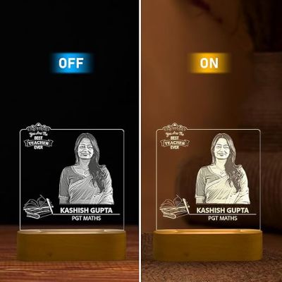 Personalized Photo Led Lamp Teachers Day Gift for Teacher, Professor, Principal, Sir, Madam, Ma'am | Appreciation Gift for Teacher Warm White Light