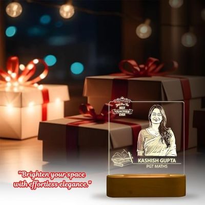 Personalized Photo Led Lamp Teachers Day Gift for Teacher, Professor, Principal, Sir, Madam, Ma'am | Appreciation Gift for Teacher Warm White Light