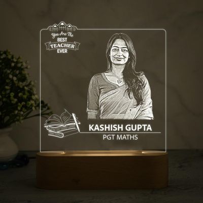Personalized Photo Led Lamp Teachers Day Gift for Teacher, Professor, Principal, Sir, Madam, Ma'am | Appreciation Gift for Teacher Warm White Light