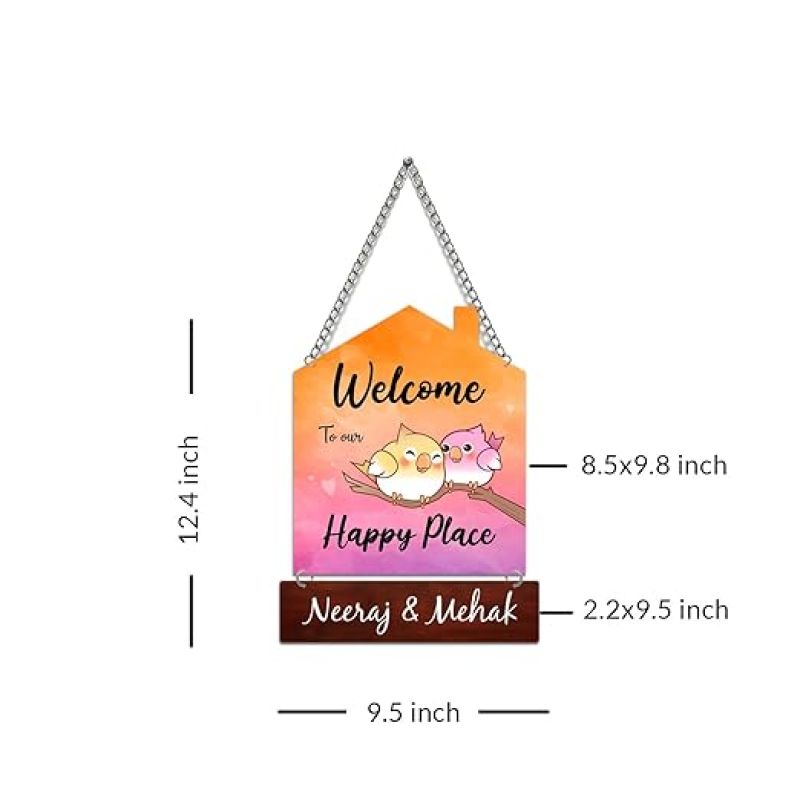 Personalized Welcome To My Happy Place Wall Hanging Customized With Name Wooden Wall Hanging Decor Home Decor Items Office & Living Room