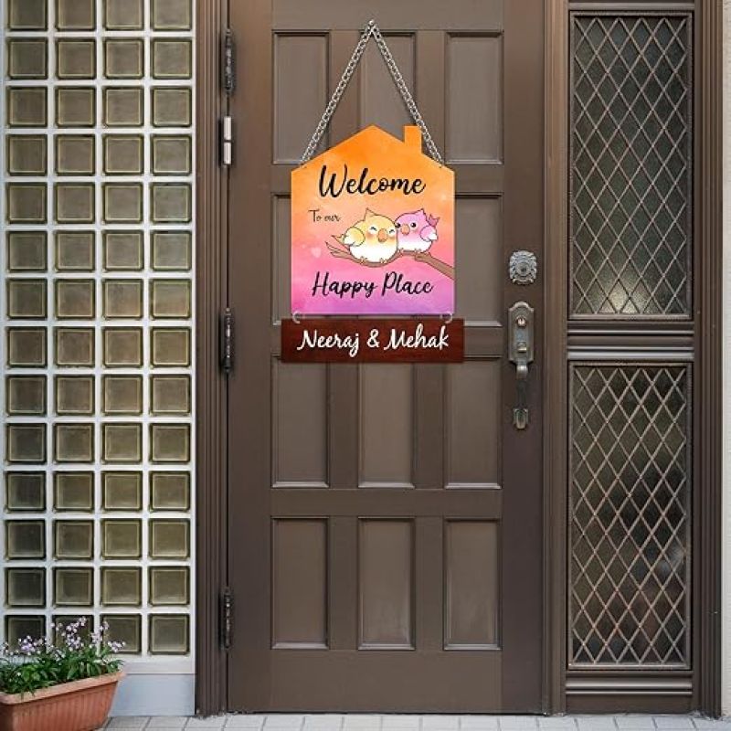Personalized Welcome To My Happy Place Wall Hanging Customized With Name Wooden Wall Hanging Decor Home Decor Items Office & Living Room