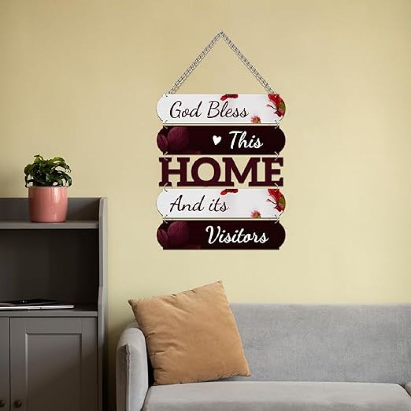 Wooden God Bless This Home And Its Visitors Wall Hanging For Home Decoration  Positive Vibes Decor  Home Decor Items For Living Room Wall Art