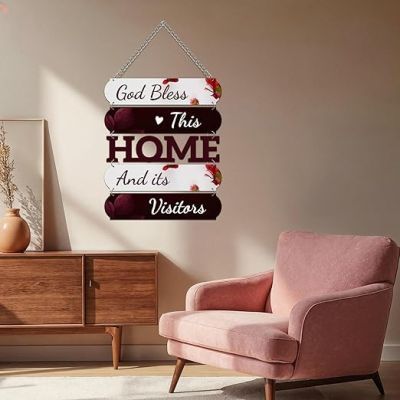 Wooden God Bless This Home And Its Visitors Wall Hanging For Home Decoration  Positive Vibes Decor  Home Decor Items For Living Room Wall Art