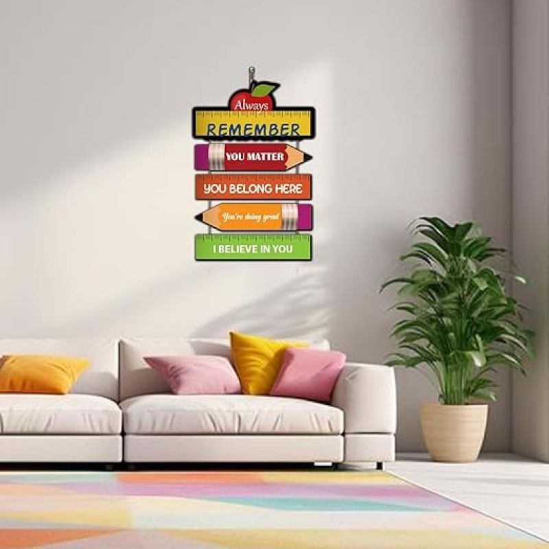 Classroom Wall Decor, Motivational Classroom Door Inspirational Wood Hanging Decoration Always Remember You Matter Wooden Wall Hanging for Classroom School Playroom Nursery
