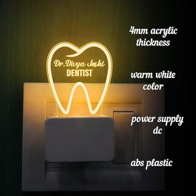 Personalized Dentist 3D Illusion Plug Night Lamp Tooth & Gums Specialist Doctor Gift for Dental Dentist Doctor Warm White Light Dentist Clinic Decor Lamp