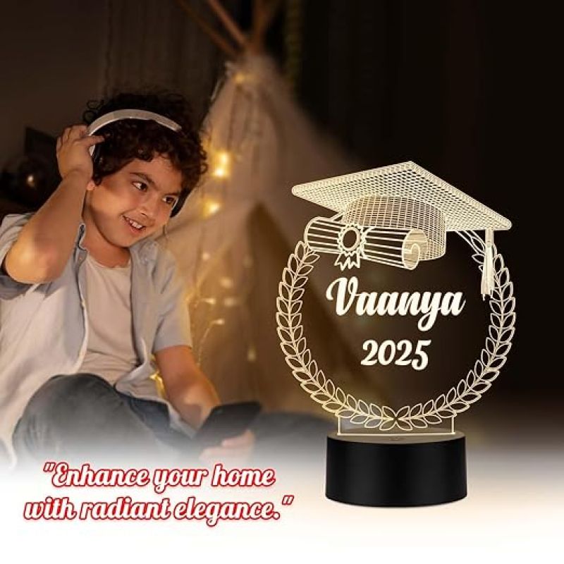 Personalized Congratulation Graduation Acrylic Desk Plaque Night Lamp Graduation Gift for Student, Son, Daughter Warm White Light