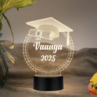 Personalized Congratulation Graduation Acrylic Desk Plaque Night Lamp Graduation Gift for Student, Son, Daughter Warm White Light