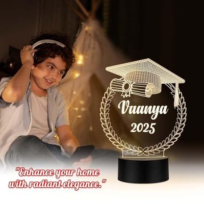 Personalized Congratulation Graduation Acrylic Desk Plaque Night Lamp Graduation Gift for Student, Son, Daughter Warm White Light