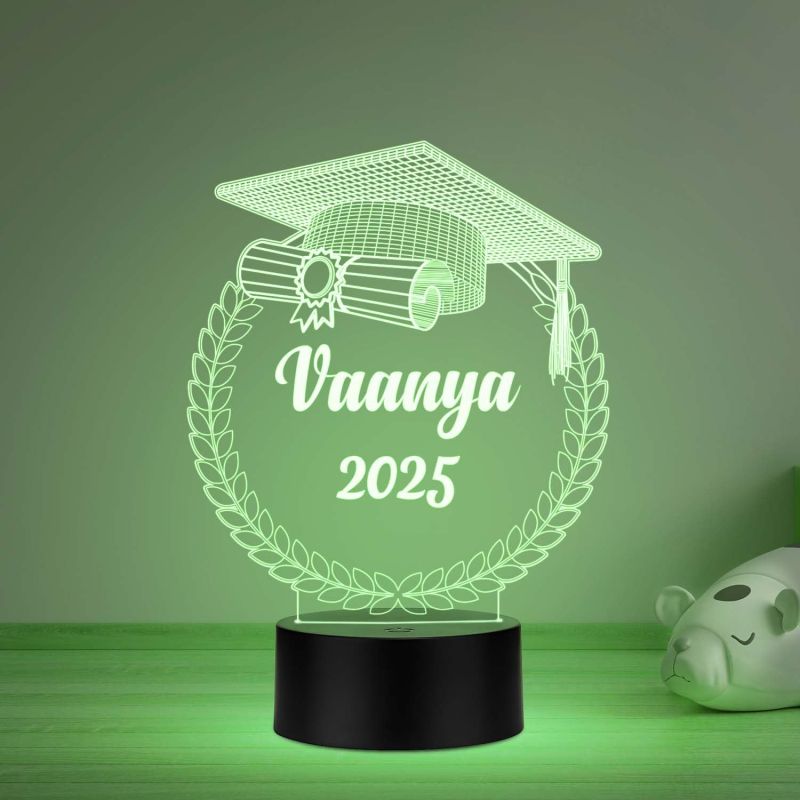 Personalized Congratulation Graduation Acrylic Desk Plaque Night Lamp Graduation Gift for Student, Son, Daughter Multicolored Light