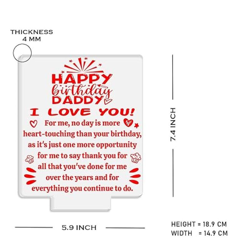Happy Birthday Daddy I Love You Engraved Night Lamp Thankyou Gift for Dad Birthday Gift for Dad from Son & Daughter Warm White Light
