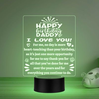 Happy Birthday Daddy I Love You Engraved Night Lamp Thankyou Gift for Dad Birthday Gift for Dad from Son & Daughter Multicolored Light