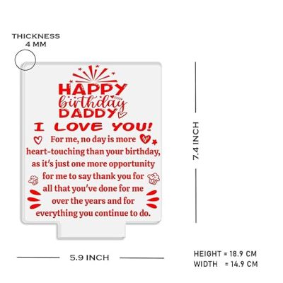 Happy Birthday Daddy I Love You Engraved Night Lamp Thankyou Gift for Dad Birthday Gift for Dad from Son & Daughter Multicolored Light
