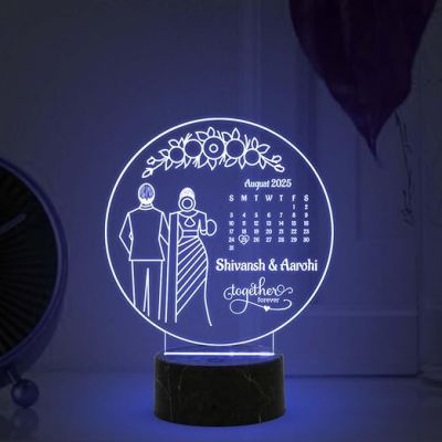 Personalized Together Forever Engraved Led Lamp Customized Gift for Wife Husband Gift for Karwa Chauth Couple Gift Light Multicolored Light