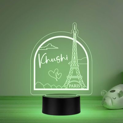 Personalized Name Paris Eiffel Tower LED Desk Table Lamp with Automatic Color Changing Light Eiffel Tower Showpiece Birthday Gift for Someone Special