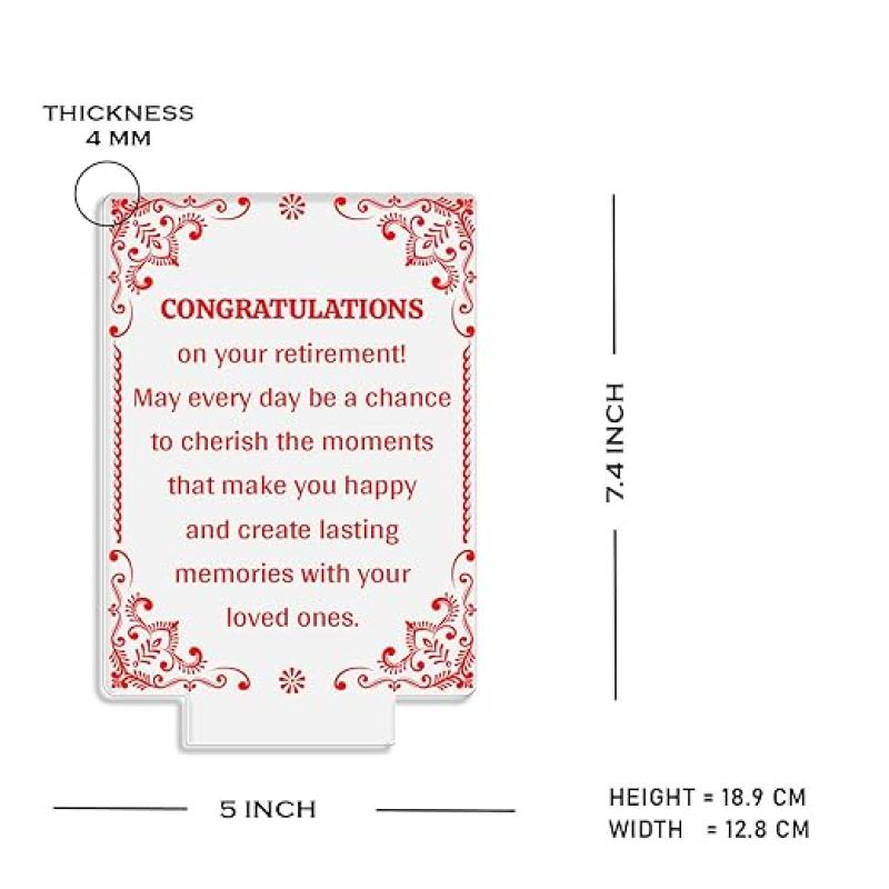 Congratulations On Your Retirement Engraved Night Lamp Retirement Gift for Dad, Teacher, Colleagues, Professor, Boss Multicolored Light
