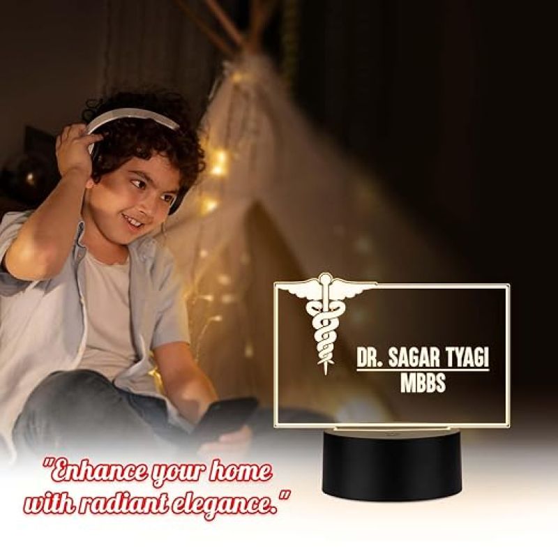 Personalized Doctor LED Table Lamp Customized Gift for Doctors Thankyou Gift for Physicians, Gynecologist, Physiotherapist Warm White Light