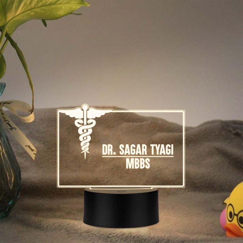 Personalized Doctor LED Table Lamp Customized Gift for Doctors Thankyou Gift for Physicians, Gynecologist, Physiotherapist Warm White Light