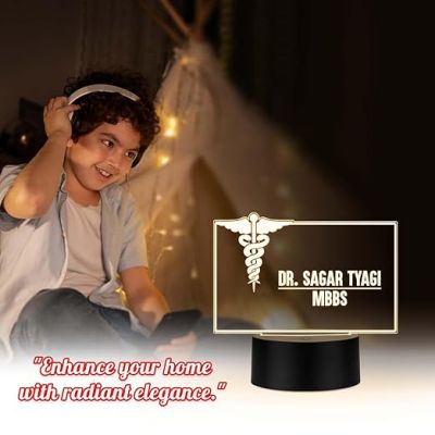 Personalized Doctor LED Table Lamp Customized Gift for Doctors Thankyou Gift for Physicians, Gynecologist, Physiotherapist Warm White Light