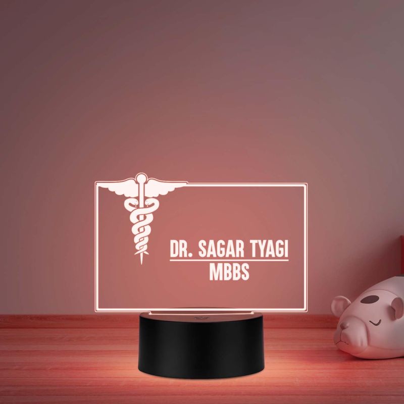 Personalized Doctor LED Table Lamp Customized Gift for Doctors Thankyou Gift for Physicians, Gynecologist, Physiotherapist Multicolored Light