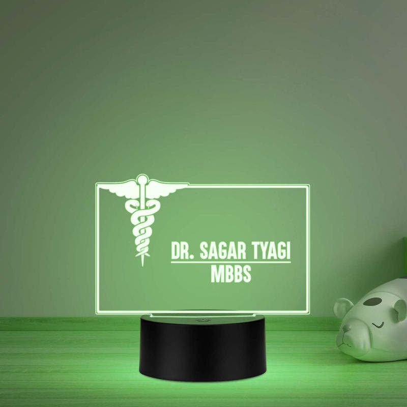 Personalized Doctor LED Table Lamp Customized Gift for Doctors Thankyou Gift for Physicians, Gynecologist, Physiotherapist Multicolored Light