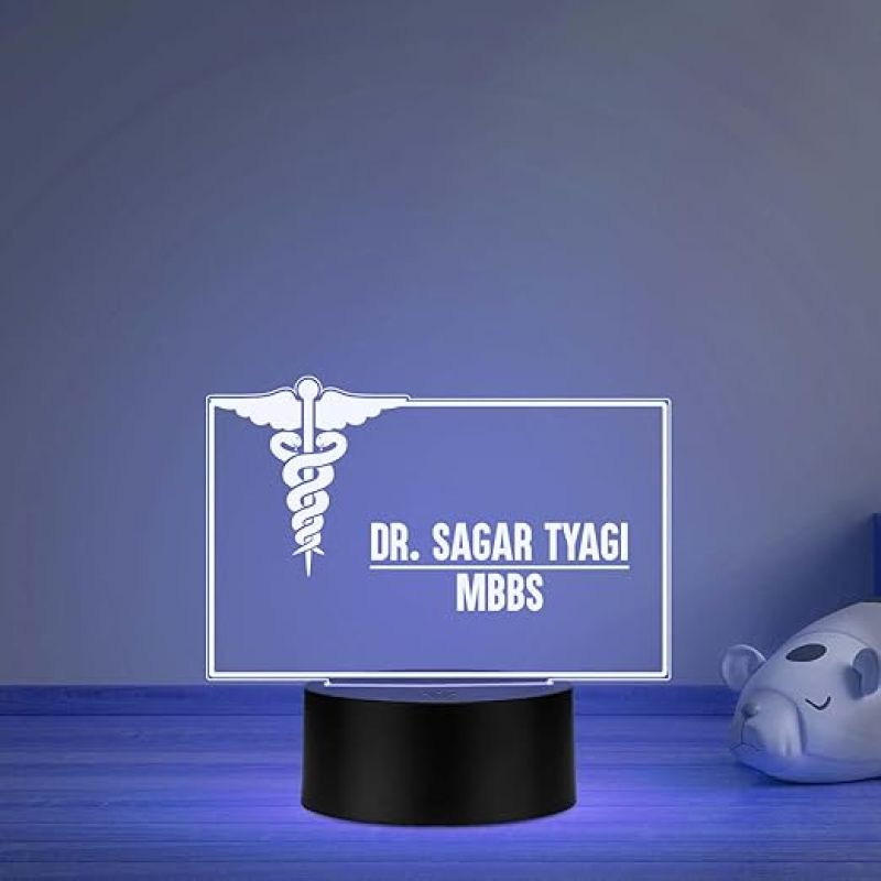 Personalized Doctor LED Table Lamp Customized Gift for Doctors Thankyou Gift for Physicians, Gynecologist, Physiotherapist Multicolored Light
