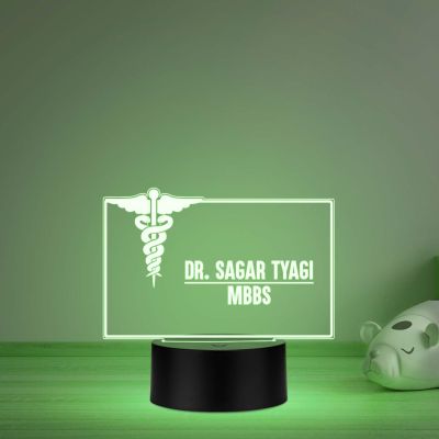 Personalized Doctor LED Table Lamp Customized Gift for Doctors Thankyou Gift for Physicians, Gynecologist, Physiotherapist Multicolored Light