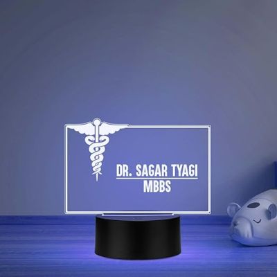 Personalized Doctor LED Table Lamp Customized Gift for Doctors Thankyou Gift for Physicians, Gynecologist, Physiotherapist Multicolored Light