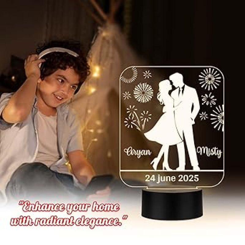 Personalized Cute Couple Name LED Night Lamp with Warm White Light Anniversary Gift for Couples, Wedding, Valentine's Day, Birthday, Gift for Her, Him