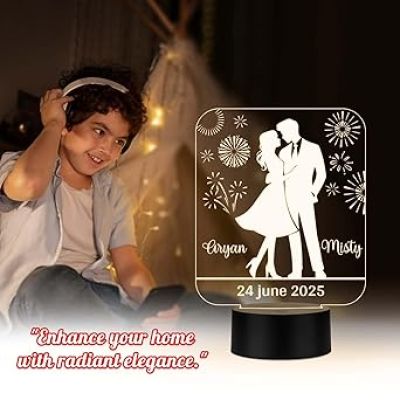 Personalized Cute Couple Name LED Night Lamp with Warm White Light Anniversary Gift for Couples, Wedding, Valentine's Day, Birthday, Gift for Her, Him