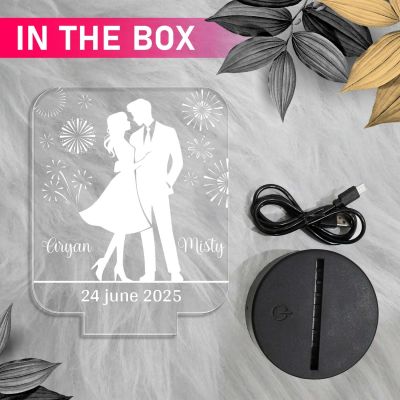 Personalized Cute Couple Name LED Night Lamp with Warm White Light Anniversary Gift for Couples, Wedding, Valentine's Day, Birthday, Gift for Her, Him