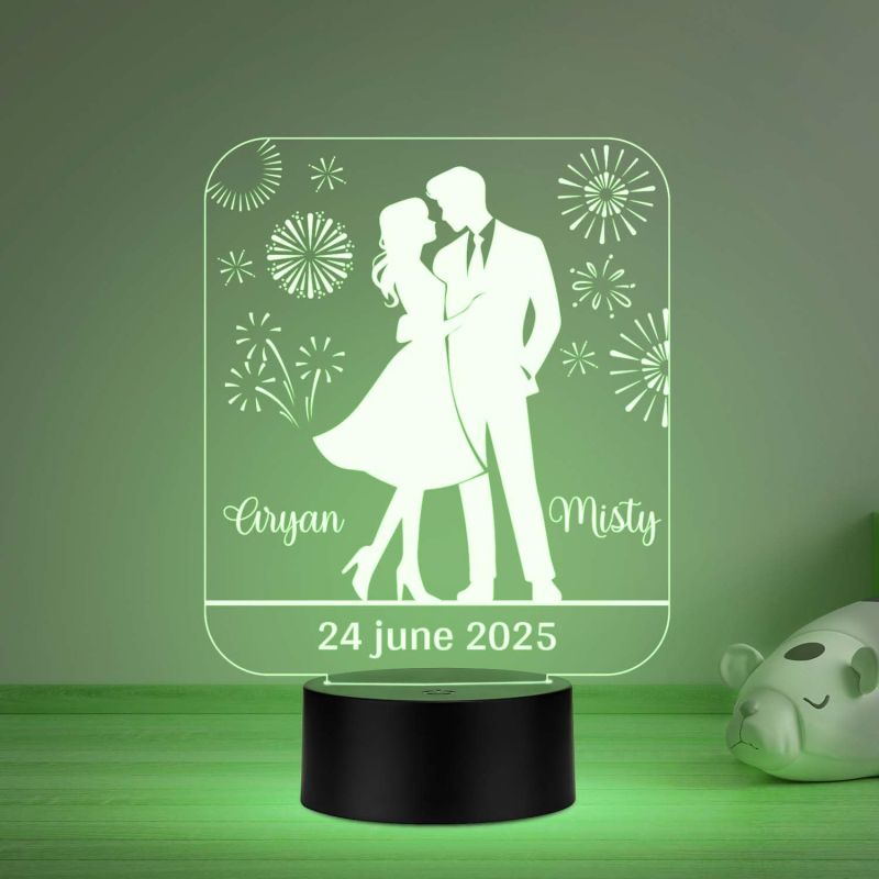 Personalized Cute Couple Name LED Night Lamp with Automatic Color Changing Light Anniversary Gift for Couples, Wedding, Valentine's Day, Birthday, Gift for Her, Him