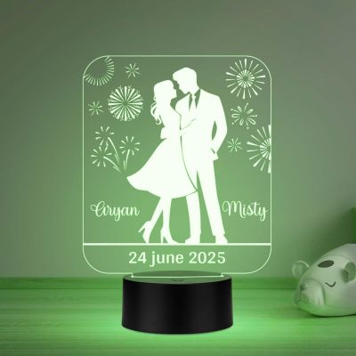 Personalized Cute Couple Name LED Night Lamp with Automatic Color Changing Light Anniversary Gift for Couples, Wedding, Valentine's Day, Birthday, Gift for Her, Him